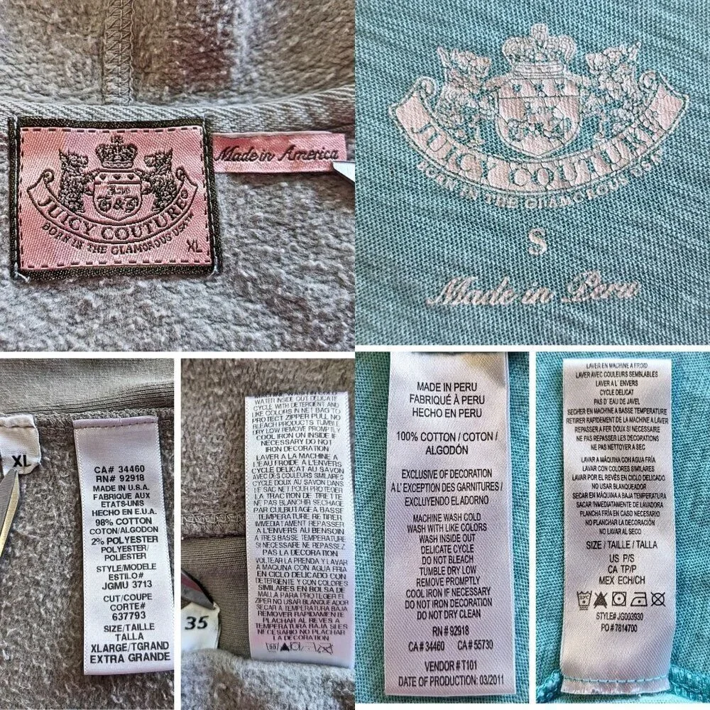 Vtg Y2K JUICY COUTURE 3pc French Terry Greige Kiss My Couture Tracksuit Set P/S